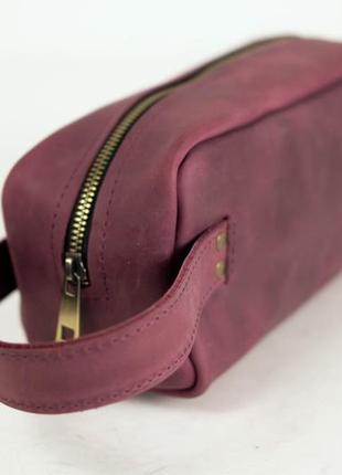 Кожаный несессер классика, натуральная винтажная кожа, цвет бордо4 фото