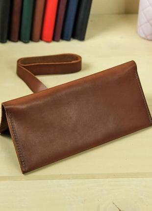 Кожаный кошелек клатч с закруткой, натуральная кожа итальянский краст, цвет коричневый4 фото