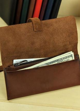 Кожаный кошелек клатч с закруткой, натуральная кожа итальянский краст, цвет коричневый3 фото