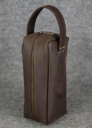 Кожаный несессер классика, натуральная винтажная кожа, цвет шоколад2 фото
