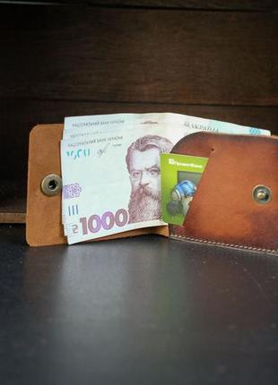 Кожаный кошелек портмоне жорик, натуральная кожа итальянский краст, цвет коричневый3 фото