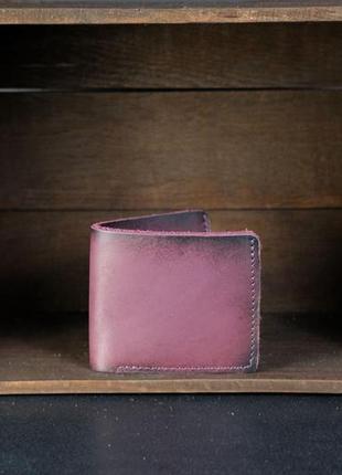 Мужской кожаный кошелек компакт, натуральная кожа итальянский краст, цвет бордо