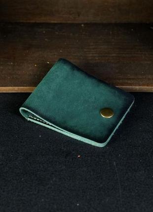 Кожаный кошелек портмоне жорик, натуральная кожа итальянский краст, цвет зеленый2 фото