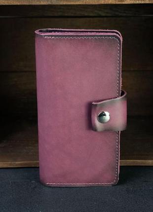 Мужской кожаный кошелек нова, натуральная кожа итальянский краст, цвет бордо
