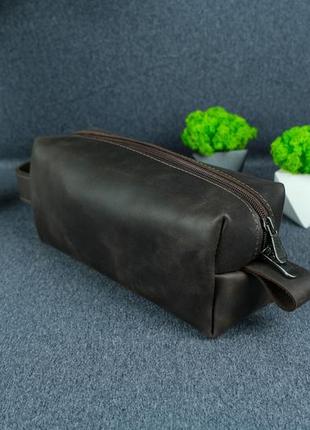 Кожаный несессер "мини", натуральная винтажная кожа, цвет шоколад2 фото