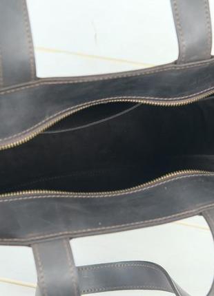 Женский кожаный шоппер марго, натуральная винтажная кожа, цвет коричневый, оттенок шоколад2 фото