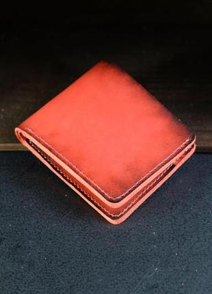 Мужское кожаное портмоне на 6 карт, натуральная кожа итальянский краст, цвет красный