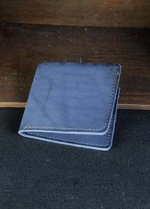 Мужской кожаный кошелек компакт, натуральная кожа итальянский краст, цвет синий2 фото