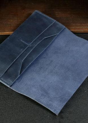 Мужской кожаный кошелек молодежный, натуральная винтажная кожа, цвет синий2 фото
