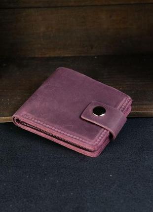Мужское кожаное портмоне на 6 карт с застежкой, натуральная винтажная кожа, цвет бордо2 фото