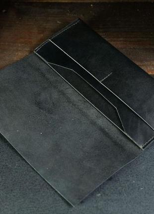 Мужской кожаный кошелек молодежный, натуральная кожа итальянский краст, цвет черный2 фото