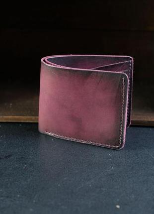 Мужское кожаное портмоне на 6 карт, натуральная кожа итальянский краст, цвет бордо
