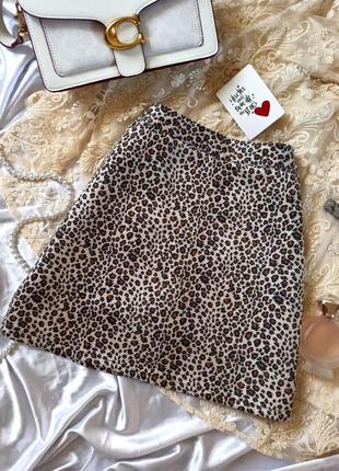 Замшевая юбка мини леопардовый принт женская