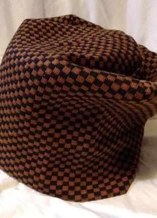 Новая шапка бини трикотаж клетка клетка чёрный коричневый
