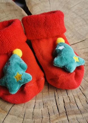 Дитячі новорічні носочки 0-1 рік та 1-1.5 роки2 фото