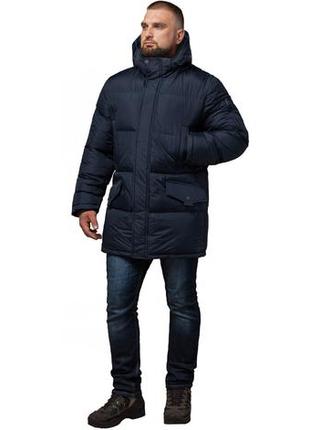 Зимняя мужская куртка большого размера темно-синего цвета модель 3284