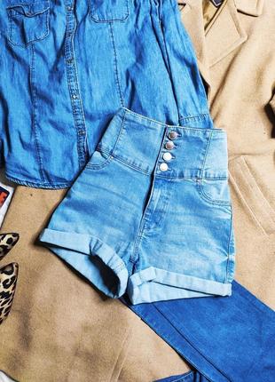 Jennyfer шорты джинсовые голубые синие с высокой талией новые4 фото