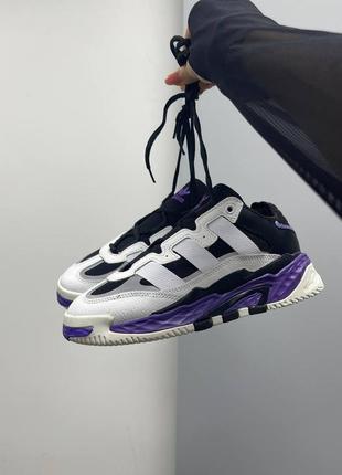 Жіночі кросівки adidas niteball white black violet v3 / smb1 фото