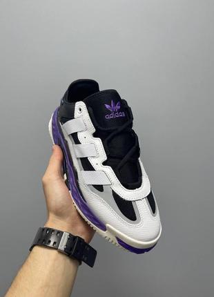 Жіночі кросівки adidas niteball white black violet v3 / smb2 фото