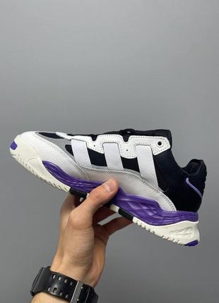 Жіночі кросівки adidas niteball white black violet v3 / smb6 фото