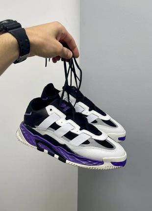 Жіночі кросівки adidas niteball white black violet v3 / smb7 фото