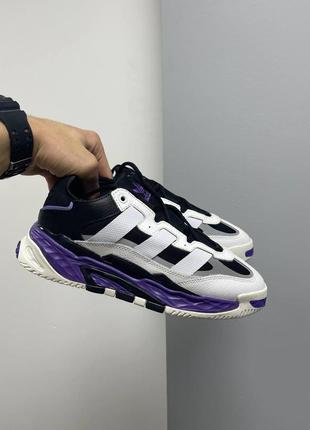 Жіночі кросівки adidas niteball white black violet v3 / smb8 фото