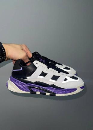 Жіночі кросівки adidas niteball white black violet v3 / smb9 фото