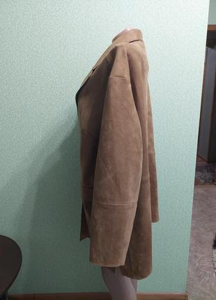Замшевый пиджак длинный жакет цвета кэмэл h&amp;m большой размер батал6 фото