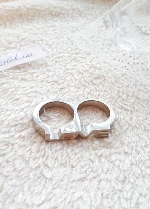 Серебряное кольцо двойное кастет любовь love стильное современное минимализм подарок девушке подруге размер 17 16,5 163 фото
