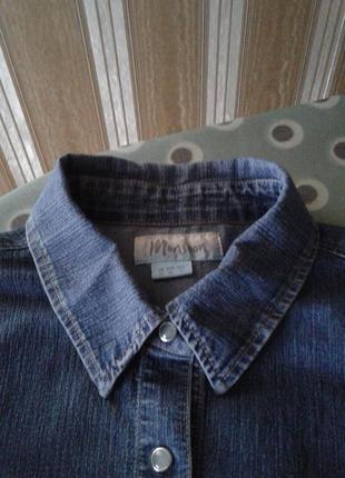 Брендовая джинсовая женская рубашка с длинным рукавом на кнопках monsoon батал3 фото