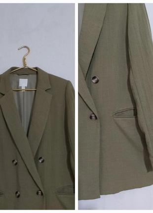 Двубортный удлиненный  пиджак оверсайз прямого кроя h&m  14/170/964 фото