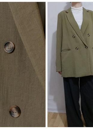 Двубортный удлиненный  пиджак оверсайз прямого кроя h&m  14/170/963 фото