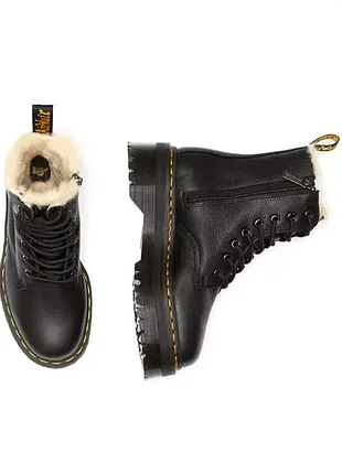Зимові dr. martens jadon fl 8 люверсів шкіра чорні хутро жіночі чоловічі хутро