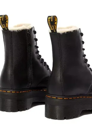 Зимові dr. martens jadon fl 8 люверсів шкіра чорні хутро жіночі чоловічі хутро5 фото