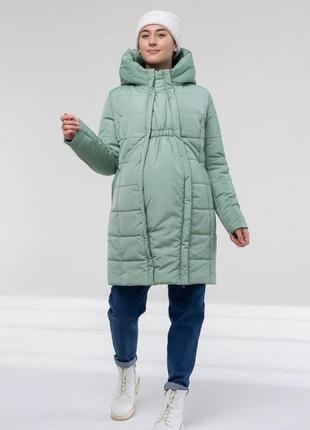 👑vip👑 пальто зимове для вагітних курточка зимова пуховик для вагітних з капюшоном  зимова курточка для вагітних зі вставкою 2в12 фото