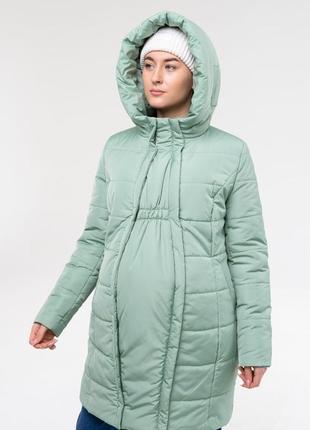 👑vip👑 пальто зимове для вагітних курточка зимова пуховик для вагітних з капюшоном  зимова курточка для вагітних зі вставкою 2в14 фото