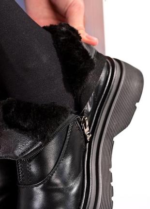 Ботинки , сапоги женские зимние черные тракторная грубая подошва3 фото