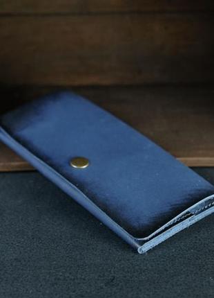 Женский кожаный кошелек батерфляй, натуральная кожа итальянский краст, цвет синий2 фото
