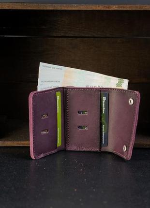 Женский кожаный кошелек тройного сложения, натуральная кожа итальянский краст, цвет бордо3 фото