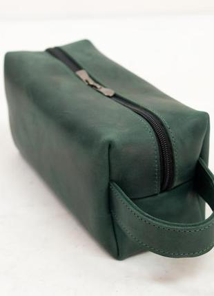 Кожаный несессер "средний", натуральная винтажная кожа. цвет зеленый2 фото