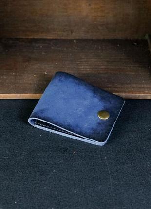 Кожаный кошелек портмоне жорик, натуральная кожа итальянский краст, цвет синий2 фото