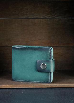 Классическое портмоне с монетницей с застежкой кожа итальянский краст цвет зеленый1 фото