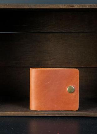 Мужской кожаный кошелек жорик, натуральная винтажная кожа, цвет коричневый, оттенок коньяк1 фото