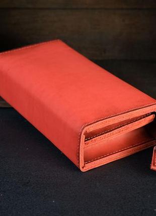 Мужской кожаный кошелек тревел, натуральная кожа итальянский краст, цвет красный2 фото