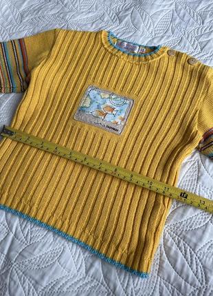 Яскравий жовтий светр з синім. 2р.синьожовтий джемпер. кофта в'язання.4 фото