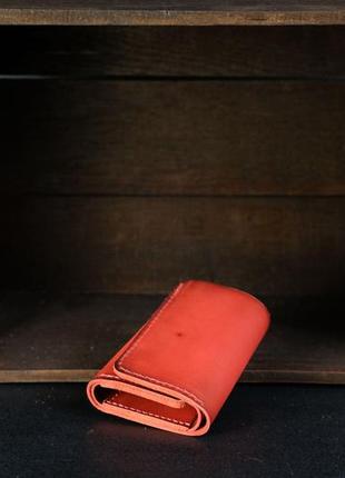 Женский кожаный кошелек тройного сложения, натуральная кожа итальянский краст, цвет красный2 фото