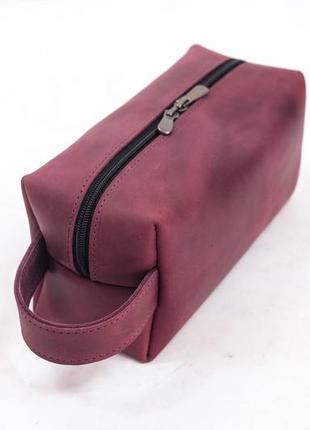 Кожаный несессер "средний", натуральная винтажная кожа. цвет бордо3 фото