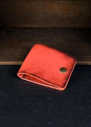 Кожаный кошелек портмоне жорик, натуральная кожа итальянский краст, цвет красный2 фото