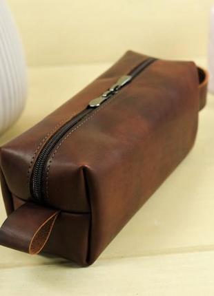 Кожаный несессер "мини", натуральная кожа итальянский краст, цвет вишня3 фото