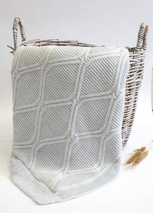 Плед в'язаний утеплений із середини блакитний "soft rhomb" t.f.tafyy 2125000791210